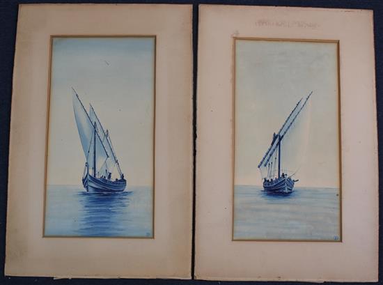 Vincenzo DEsposito (1886-1946) Fishing boats at sea and views of Valetta harbour, Malta, all unframed